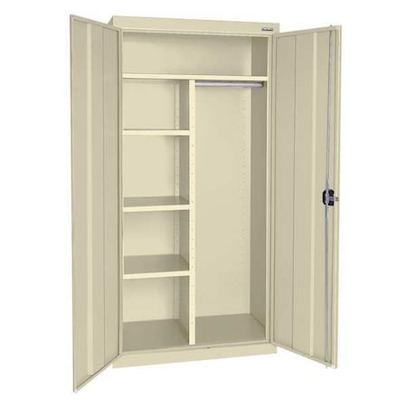 Sandusky Lee Combo Wardrobe Storage Cabinet, 72 in H, 36 in W, 18 in D, Recessed Pull, Keyed, Putty, 4 Shelves EACR361872-07