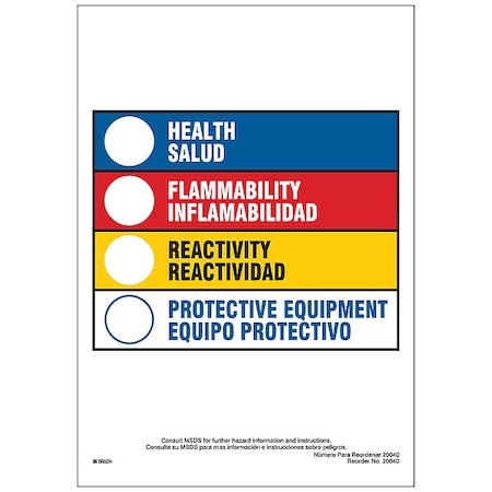 Brady HMIGLabel, 10inH, 7inW, Paper, PK100 20040LS