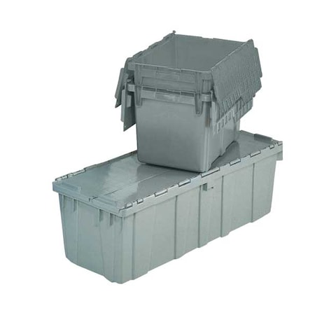 Orbis Attached Lid Container, 2.24 gal Volume Cap., 11 3/4 in L, 9 3/4 in W, 7 3/4 in H, Plastic, Gray FP03 Gray