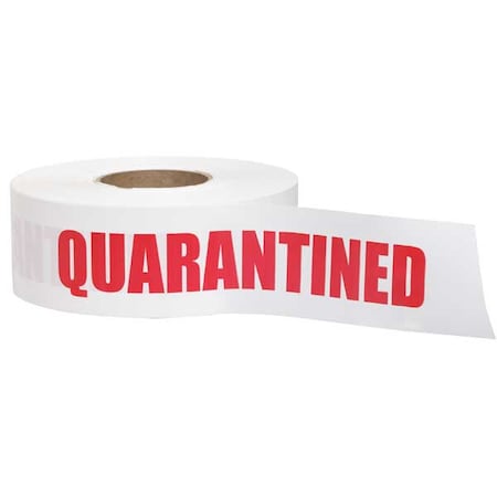 Zoro Select Barricade Tape, Quarantined, White, 3 in Wide x 1,000 ft Length, Polyethylene, 4 mil 28078   3 X 1000'L