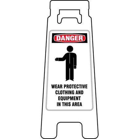 Safety Sign Two Sided Floor Stand Sign, 24 3/8 in Height, Plastic, English 28953
