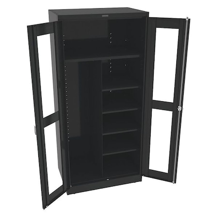 Tennsco Combo Wardrobe Storage Cabinet, 78 in H, 36 in W, 24 in D, Swing, Keyed, Black, 5 Shelves, 0 Drawers CVD2472 BLACK