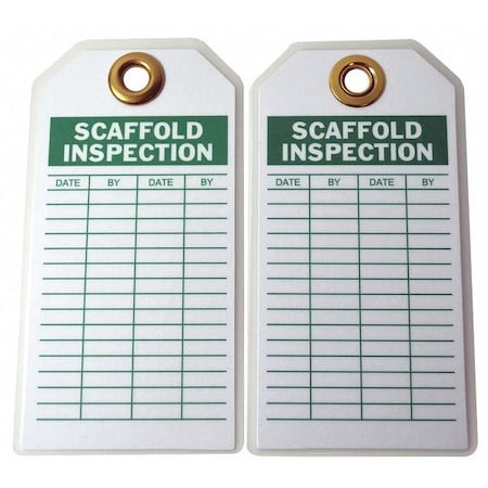 Zoro Select Tag, Scaffold, Polyester, 3 in H x 5 3/4 in W, White, Rectangle, 10 PK 8RJ77