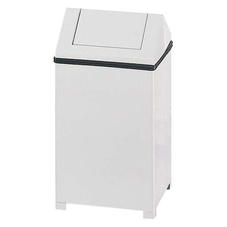 Rubbermaid Commercial 14 gal Square Trash Can, White, Swing, Steel FGT1414ERBWH
