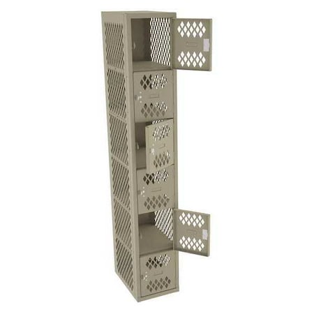 Tennsco Box Locker, 12 in W, 18 in D, 72 in H, (1) Wide, (6) Tier, Sand VBL6-1218-ASND