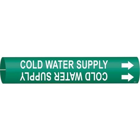 Brady Pipe Mrkr, Cold Water Supply, 2-1/2to3-7/8 4031-C