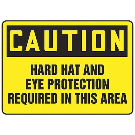 Accuform Caution Sign, 10" Height, 14" Width, Aluminum, Rectangle, English MPPE415VA
