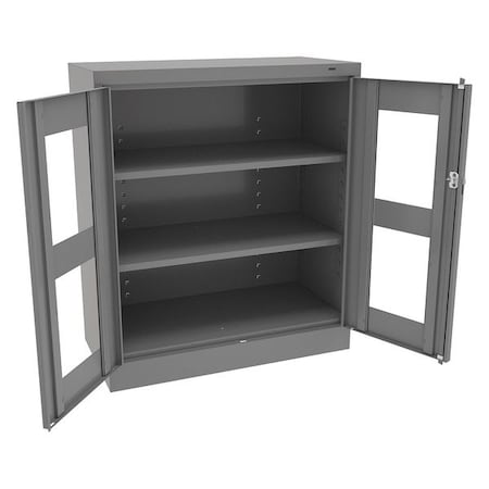 Tennsco Shelving Storage Cabinet, 42 in H, 36 in W, 18 in D, Swing, Keyed, Medium Gray, 2 Shelves, 0 Drawers CVD4218 MED GREY