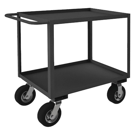 Zoro Select Utility Cart with Lipped Metal Shelves, Steel, 1,200 lb Load Capacity, 2 Shelves, 75 1/2 in L RSC-243639-2-8PN-95