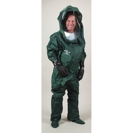 Lakeland Encapsulated Training Suit, Xl, Green, Nylon/PVC, Storm Flap 95493-XL