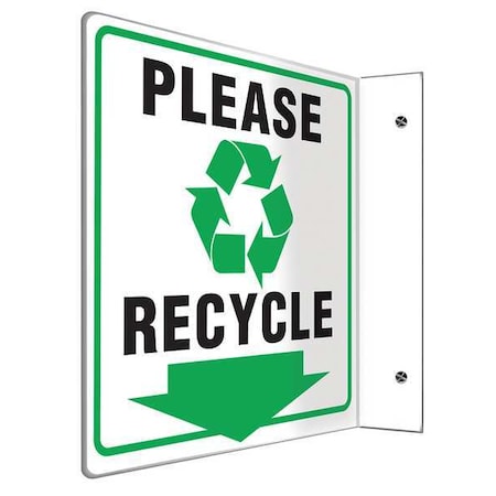 Accuform Please Recycle, 12" W x 8" H, L-Shaped, Plastic, PSP499 PSP499