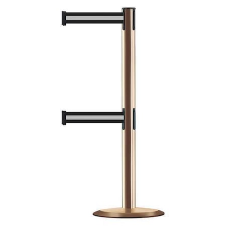 Tensabarrier Barrier Post with Belt, Black/White Horizontal, 7 1/2 ft Length, 38 in Post Height, No Legend 889T2U-2P-2P-STD-NO-S3X-C