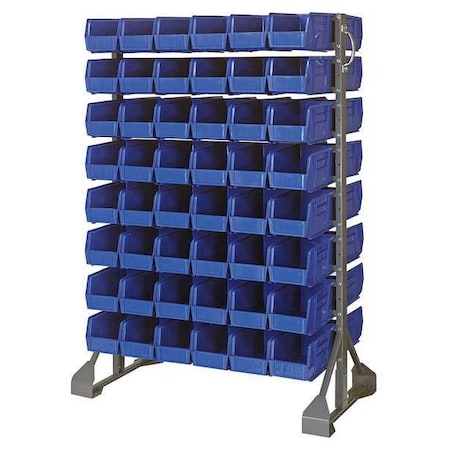 Quantum Storage Systems Steel Bin Rail Floor Rack, 20 in D x 54 in H x 36 in W, Blue QRU-16D-230-96BL