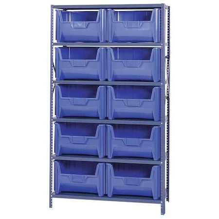 Quantum Storage Systems Steel Bin Shelving, 18 in D x 75 in H x 42 in W, 6 Shelves, Blue QSBU-700BL