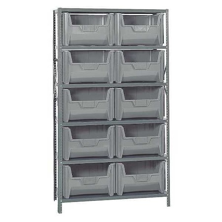 Quantum Storage Systems Steel Bin Shelving, 18 in D x 75 in H x 42 in W, 6 Shelves, Gray QSBU-700GY