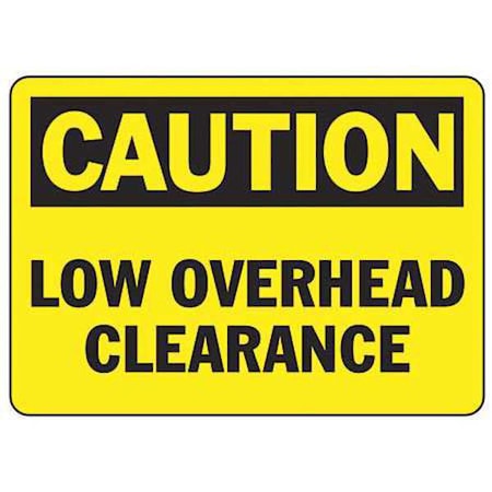 Accuform Caution, Low Overhead Clearance, 10" W x 7" H, Rectangle, Plastic, MEQM617VP MEQM617VP