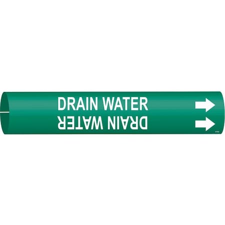 BRADY Pipe Marker, Drain Water, Green, 4 to 6 In 4176-D