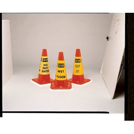 Rockford Silk Screen Process Traffic Cone Collar, Waterproof Cloth Vinyl, 10 1/2 in Height, 0.5 lb, Yellow 6 PK CS-1