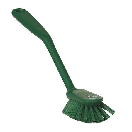 Remco 2 25/64 in W Dish Brush, Medium, 8 in L Handle, 3 1/8 in L Brush, Green, Plastic 42372