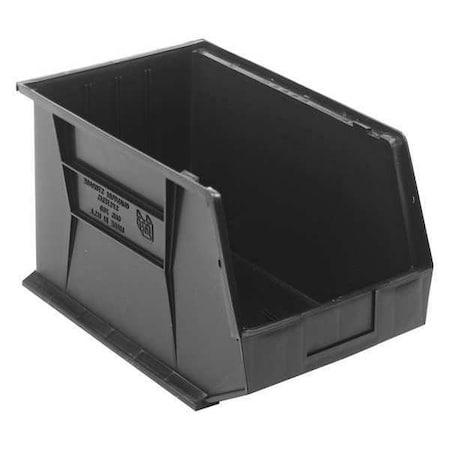 Quantum Storage Systems Hang & Stack Storage Bin, Polypropylene, Black, 10 in H, 11 in W, 18 in L QUS260BK