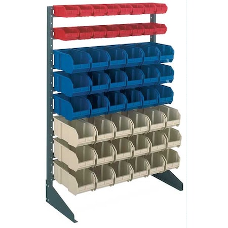 Quantum Storage Systems Steel Bin Rail Floor Rack, 15 in D x 54 in H x 36 in W, Blue QRU-12S-220-96BL