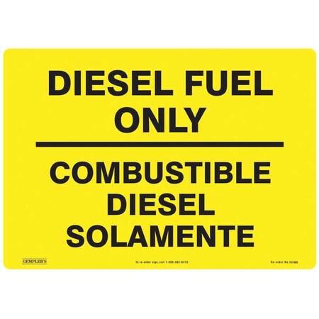 Accuform No Header, Diesel Fuel Only/Combustible Diesel Solamente, 14" W x 10" H, Rectangle, Plastic 151485
