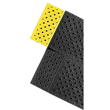 Notrax Black with Yellow Border Diamond Plate Drainage Mat 3 ft. 6" W x 6 ft. L, 7/8" 520S4272BY