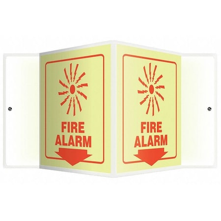 Accuform Fire Alarm Sign, 6X8-3/4", R/Glow, ENG PSP340