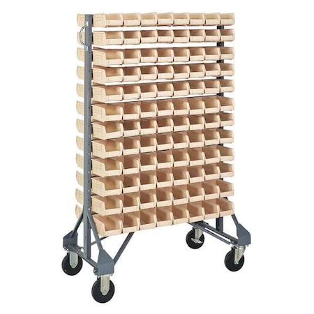 Quantum Storage Systems Steel Mobile Bin Rail Floor Rack, 36 in D x 53 in H x 20 in W, Ivory MQRU-12D-210-192IV