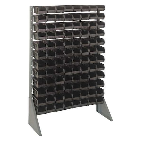 Quantum Storage Systems Steel Bin Rail Floor Rack, 15 in D x 54 in H x 36 in W, Black QRU-12S-220-96BK