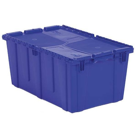Orbis Attached Lid Container, 17.2 gal Volume Cap., 26 7/8 in L, 16 7/8 in W, 12 1/8 in H, Plastic, Blue FP243 Blue