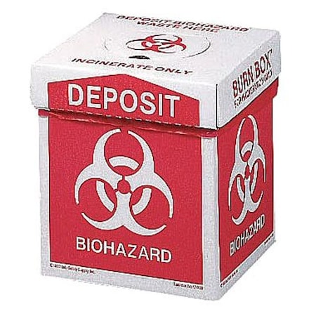 Zoro Select Biohazard Burn Box, 12 In. H, 8 In. W, PK6 17-789