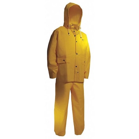Onguard Flame Resistant 3 Piece Rain Suit, Nylon, PVC, PVC Scrim, 0.3 mm Thick, Detachable, Yellow, 2XL 7801700