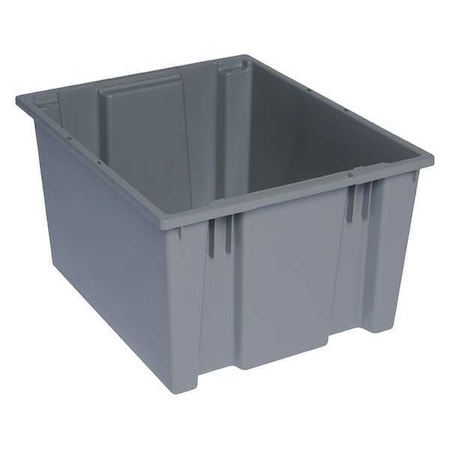 Quantum Storage Systems Stack & Nest Storage Container, 12.7 gal, 19-1/2 in L x 15-1/2 in W x 13 in H, Gray, Polypropylene SNT195GY
