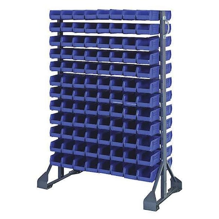 Quantum Storage Systems Steel Bin Rail Floor Rack, 20 in D x 54 in H x 36 in W, Blue QRU-12D-220-192BL