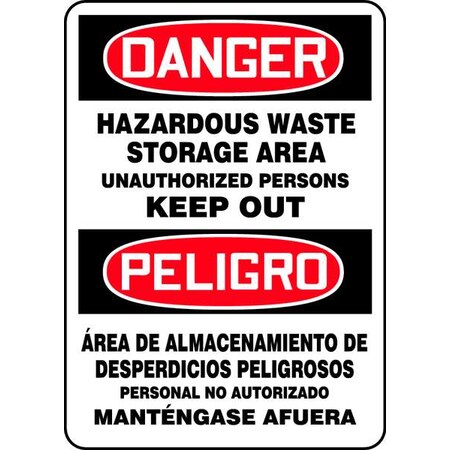 Accuform Spanish-Bilingual Danger Sign, 14 in H, 10 in W, Vinyl ...