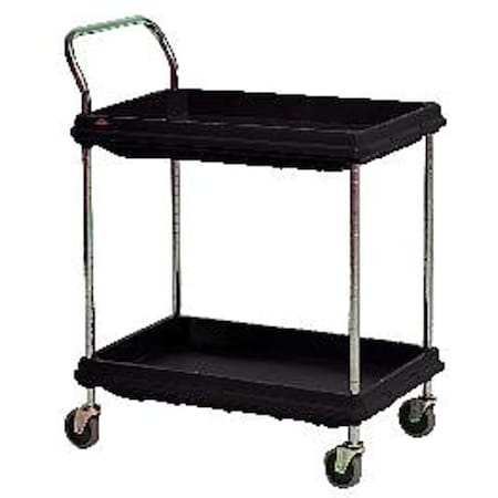 Metro Utility Cart with Deep Lipped Plastic Shelves, High Density Polyethylene (Shelf), 2 Shelves BC2030-2DBL