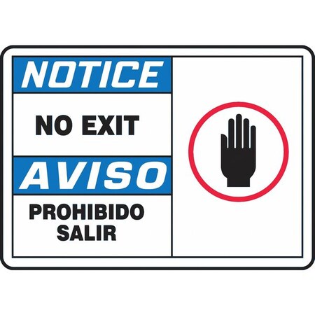 Accuform Notice/Aviso, No Exit/Prohibido Salir, 14" W x 10" H, Rectangle, Plastic SBMADC842MVP