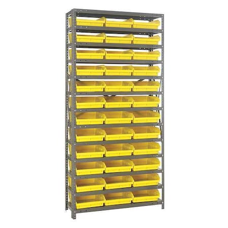 QUANTUM STORAGE SYSTEMS Steel Bin Shelving, 36 in W x 75 in H x 18 in D, 13 Shelves, Yellow 1875-110YL