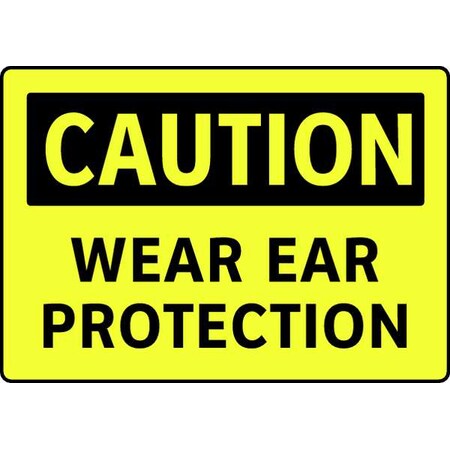 Electromark Caution Sign, 7 in Height, 10 in Width, Vinyl, English S130FF