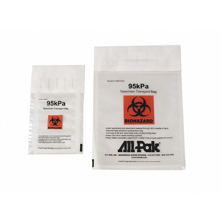 Zoro Select Pressure Bag w/Bio-Haz Mark, 12 1/8x6.25" HMS-81824