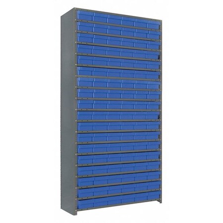 Quantum Storage Systems Steel Enclosed Bin Shelving, 36" W x 75" H x 12" D, 19 Shelves, Gray CL1275-401BL