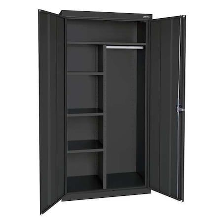 Sandusky Lee Combo Wardrobe Storage Cabinet, 72 in H, 36 in W, 24 in D, Recessed Pull, Keyed, Black, 4 Shelves EACR362472-09