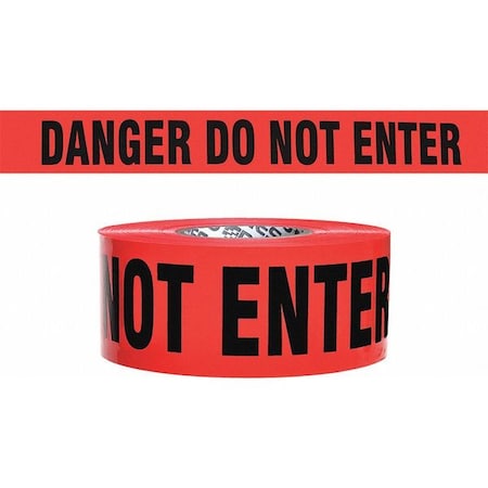 Zoro Select Barricade Tape, Danger Do Not Enter, Red, 3 in Wide x 500 ft Length, Polyethylene, 4 mil B354R10-200