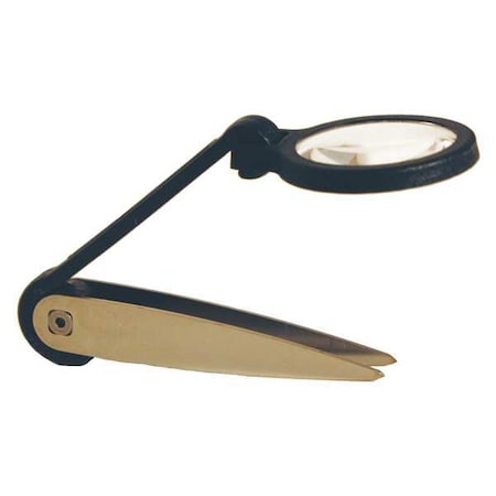 Miracle Point Tweezer, Stainless Steel, 2 1/4 in L, Green, Silver, Built-in, Adjustable 5X Power Magnifying Glass MPT12BLK/CLR
