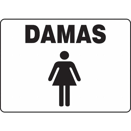 Accuform Spanish Restroom Sign, 7" Height, 10" Width, Vinyl, Rectangle, Spanish SHMRST582VS