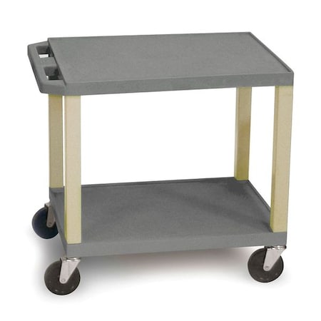Zoro Select Utility Cart with Lipped Plastic Shelves, Thermoplastic Resin, 200 lb Load Capacity, 2 Shelves WT26GYE
