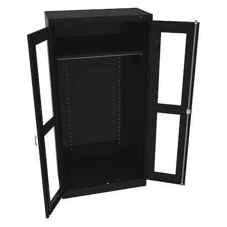 Tennsco Wardrobe Storage Cabinet, 72 in H, 36 in W, Swing, Keyed, Black, 1 Shelves, 0 Drawers CVD7114 BLACK