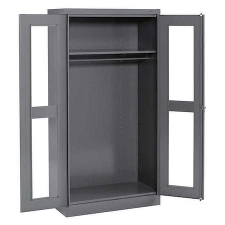 Tennsco Wardrobe Storage Cabinet, 72 in H, 36 in W, 18 in D, Swing, Keyed, Medium Gray, 1 Shelves, 0 Drawers CVD1471 MED GREY