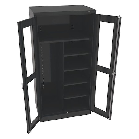 Tennsco Combo Wardrobe Storage Cabinet, 72 in H, 36 in W, 24 in D, Swing, Keyed, Black, 5 Shelves, 0 Drawers CVD7220 BLACK